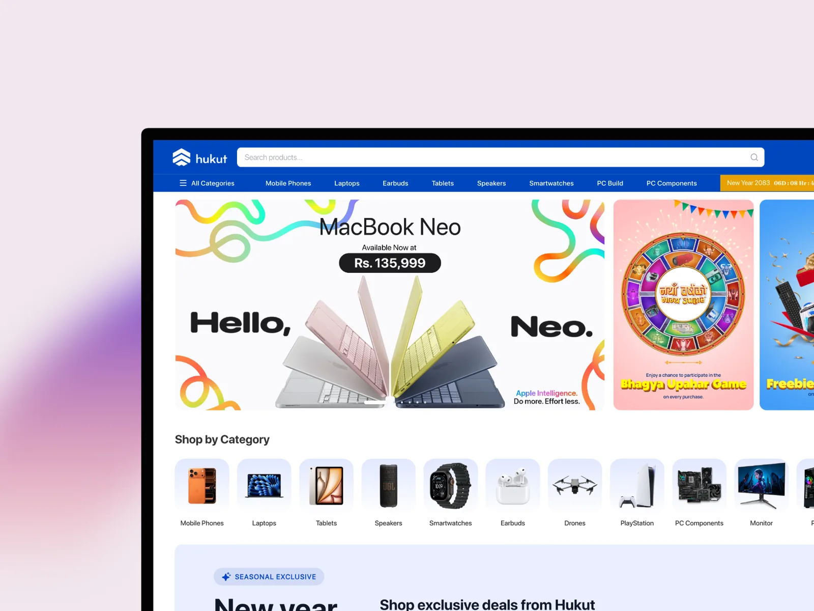 Hukut storefront home page